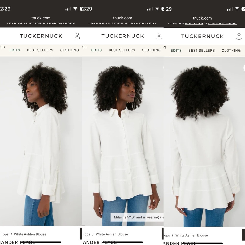 Tuckernuck | POMANDER PLACE White Ashlen Blouse size medium